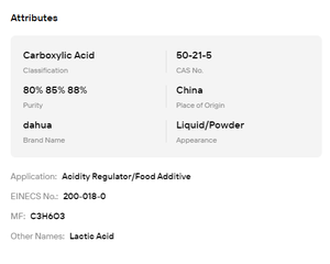 Ácido L-Láctico CAS 79-33-4 de Alta Pureza, Ácido Natural 50% 60% 80% 88% Líquido en Polvo para Uso Cosmético y Alimentario - Product Image 6