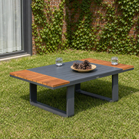 Table basse OSMEN Zen contemporaine en aluminium et teck, durable pour appartement, villa, parc