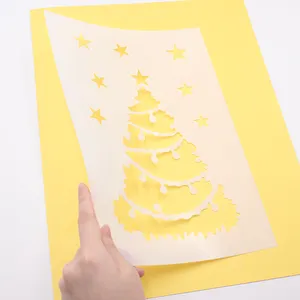 Pochoirs de noël flocon de neige pochoir modèle plastique artisanat dessin peinture réutilisable pour fenêtre verre mur bois Design