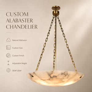 Natural Alabaster Chandelier Luxury Brass Pendant <b>Light</b> for Hotel Villa Dining Room OEM ODM Lighting Factory - Product Image 6