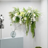 Composition florale suspendue personnalisée en soie artificielle, orchidée blanche et guirlande verte, pour décoration de plafond, mariage et événements