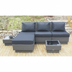 Ensemble de canapé d'extérieur en rotin en osier tissé à la main imperméable et résistant aux UV à trois places avec coussins pour le jardin - Product Image 1