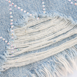 Nouveaux shorts en jean pour femmes à taille haute avec franges, poche latérale zippée, style vintage brillant et décontracté - Product Image 6