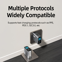 Chargeur GaN 140W en gros pour usine, chargeur d'ordinateur portable Type C avec affichage intelligent IA, charge rapide PD3.1 pour téléphone, station de bureau USB