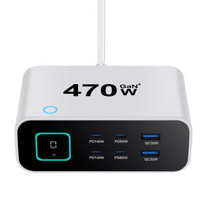 Station de charge USB-C multiport 405W, chargeur mural de bureau, GaN PD 140W, sortie totale 470W, ignifuge, prise USA/UK/EU/AU - Product Image 6