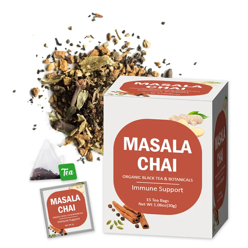 OEM Personalizado embalagem Orgânica MASALA chai chá preto Mistura, cardamomo, canela, cravo, pimenta preta