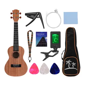 21 Zoll Sopran Ukulele Ukelele Mahagoni Uke mit Trage tasche Uku Strap Strings Clip-on Tuner Capo Picks