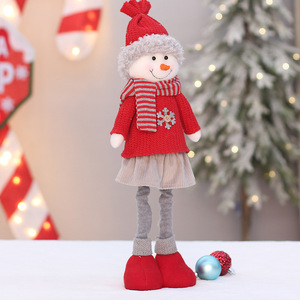 Christmas Knitted <b>Santa</b> Snowman Reindeer Figurines Retractable <b>Standing</b> Decorative Set For Holiday Home Display - Product Image 4