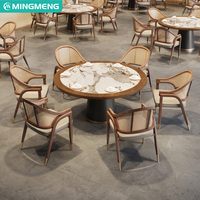 Mobilier de restaurant Ensemble de banquettes, table et chaises en cuir pour café hôtel Demi-cercle incurvé rond en marbre pour café