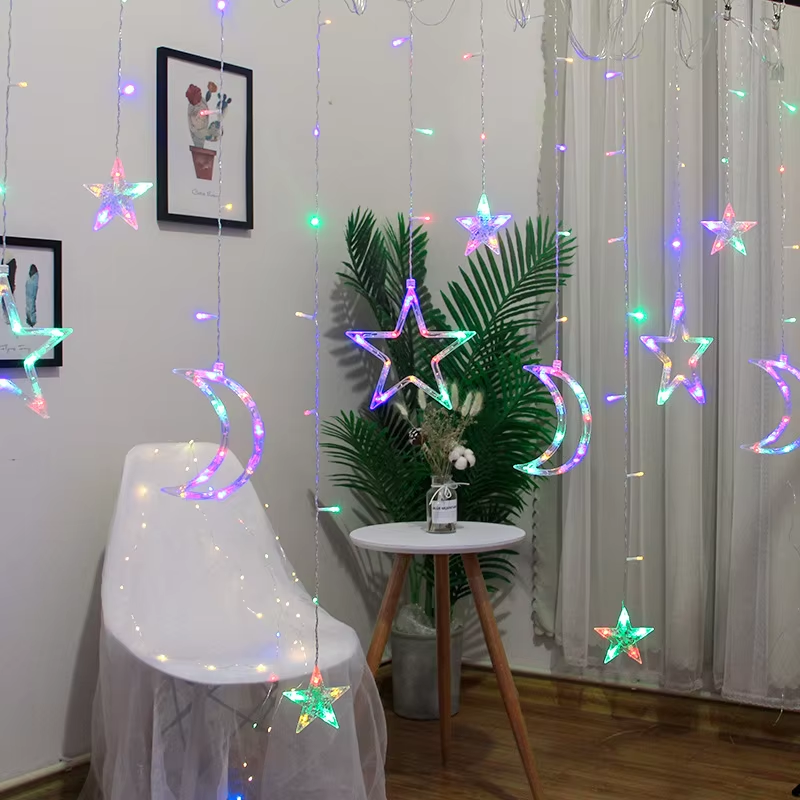 Star Moon Eid Mubarak Ramadan Decorations LED Window Curtain Fairy ...