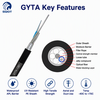 Kabel Serat Optik Berlapis Baja Wanbao GYTA 2-288 Core Tahan Air Luar Ruangan dengan Kawat Baja, Selubung APL PE, untuk Saluran Udara dan Pemasangan Langsung ke Tanah