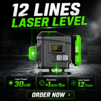 Niveau laser 12 lignes niveau laser auto - nivelant à 360 degrés pour une utilisation dans les bâtiments industriels