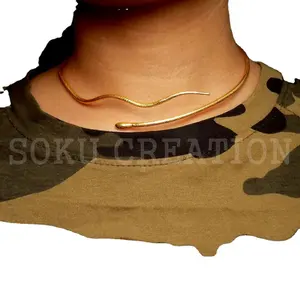 Collier ras du cou plaqué or avec motif serpent uni et élégant SKU6459