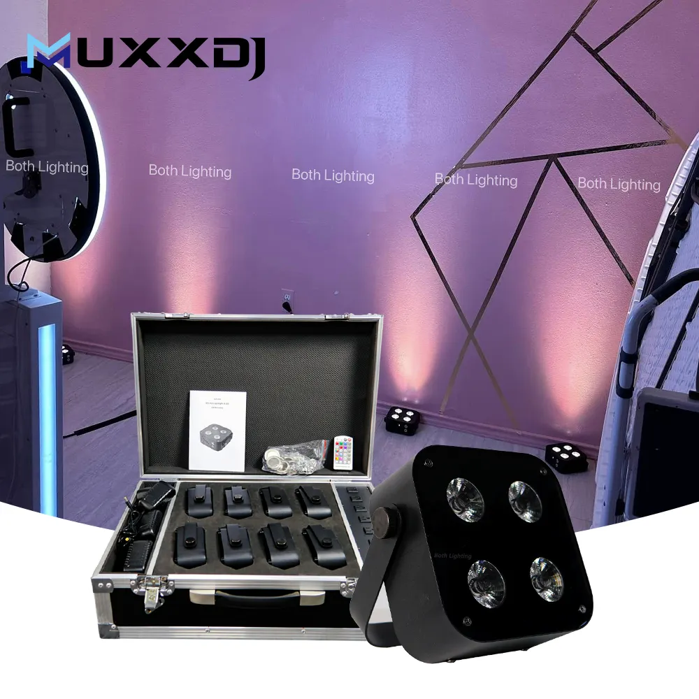 MUXXDJ ผลิตภัณฑ์ใหม่ล่าสุด 4X12w RGBWA UV แบตเตอรี่ขึ้นแสงเวทีงานแต่งงาน Dmx Upight