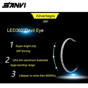 Luci Decorative per Auto Sanvi 360 LED Occhio del Diavolo Bianco/Giallo/Rosso/Blu/Verde/Viola, Occhi del Diavolo da 3 Pollici per Lenti Bi-Xenon - Product Image 4