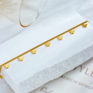 Élégante Chaîne de Cheville Papillon Miniature Plaqué Or en Acier Inoxydable, Chaîne Fine pour Femme, Idéale au Quotidien et en Vacances, Assortie à Tout - Product Image 4