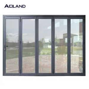 Aoland robuste en aluminium système commercial standard 5 panneau porte pliante design