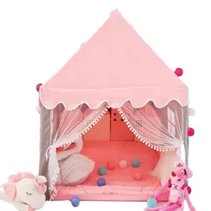 Barraca de crianças meninos e meninas jogar casa macia rosa cobertura de cama hideaway tenda
