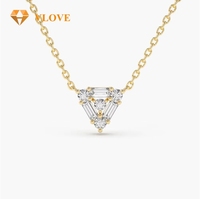 VLOVE Bijoux fins personnalisés Designer Triangle Collier 14K Chaîne Lien Baguette Rond Diamant Pendentif Collier