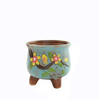 Pot Sukulen Mini Lucu Gaya Korea ZAKKA, Pot Jempol Keramik, Pot Sukulen Berwarna-warni Lukisan Tangan