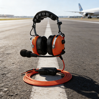 Casque d'aviation supra-auriculaire en métal à réduction de bruit avec câble d'interface de support au sol pour les pilotes des opérations aéroportuaires