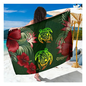Pareo Hawaiano con Estampado <span class=keywords><strong>de</strong></span> Hibisco y Tortuga, Vestido Largo para Mujer, Traje <span class=keywords><strong>de</strong></span> Baño Polinesio, Cubierta <span class=keywords><strong>de</strong></span> Playa - Product Image 1