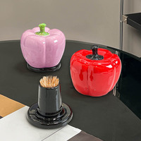 Vente en gros : Boîte de rangement porte-cure-dents en céramique de haute qualité, style Oriental Rock, pour table basse de salon, avec décorations colorées en forme de poivre