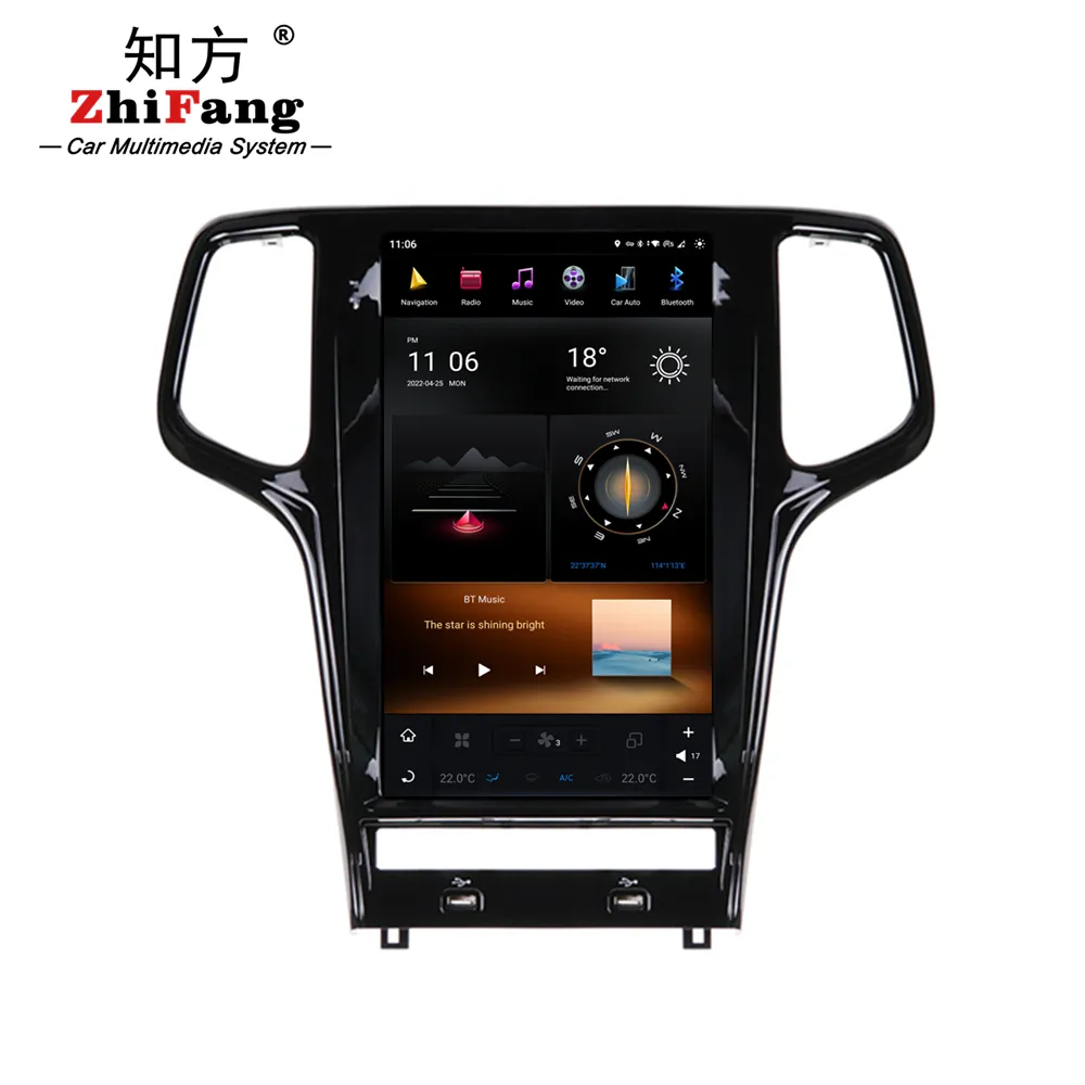 Android 11 Systeem Tesla Stijl Navigatie Gps Autoradio Head Unit Car Dvd-speler Voor Jeep Grand Cherokee 2014-2019