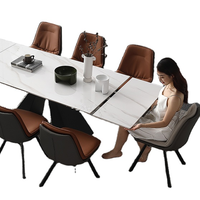 Table à manger multi-personnes rétractable, en ardoise de marbre, style moderne, rétractable