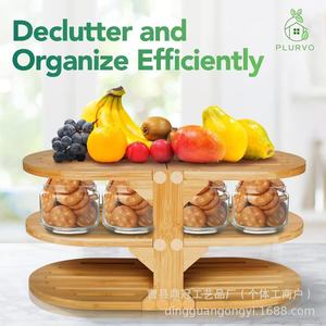 Wooden Multi Layer Storage Rack 3 Tier Kitchen Organizer For Tableware And Snacks <b>Desktop</b> <b>Shelf</b> With Adjustable Design - Product Image 2