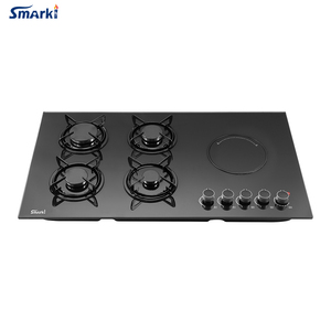 Vidrio superior de 90cm de ancho, 4 de <span class=keywords><strong>gas</strong></span>, 1 <span class=keywords><strong>estufa</strong></span> <span class=keywords><strong>eléctrica</strong></span> híbrida, 1 cocina combinada, SGE59002 - Product Image 4