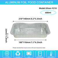 Conteneur rectangulaire en aluminium de 600 ml (20 oz) en gros, épaissi, résistant à la chaleur, de qualité alimentaire, pour barbecue, cuisson et plats à emporter