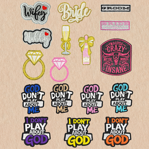 Toppa Termoadesiva Ricamata Piccola 'Religious Faith Pray God Don't Play About Me' per Vestiti e Cappelli - Product Image 1