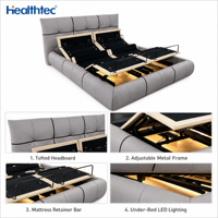Lit intelligent électrique réglable Foshan moderne avec cadre métallique, système de surveillance du sommeil et massage par vibration