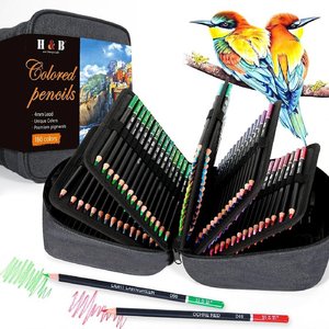 Ensemble <span class=keywords><strong>de</strong></span> crayons <span class=keywords><strong>de</strong></span> couleur à base d'huile avec 180 couleurs, adapté à l'art et au dessin des étudiants, avec un étui à crayons portable à rabat - Product Image 1