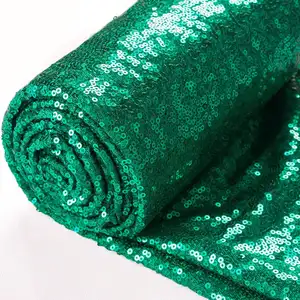 도매 저렴한 주문 만든 고급스러운 프랑스 아프리카 반짝이 스트레치 3mm 녹색 자수 스팽글 원단 신부 드레스