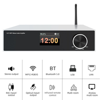 Amplificateur stéréo HiFi haute puissance 100W, WiFi double bande, BT 5.0, Airplay, récepteur audio sans fil multiroom, alliage d'aluminium