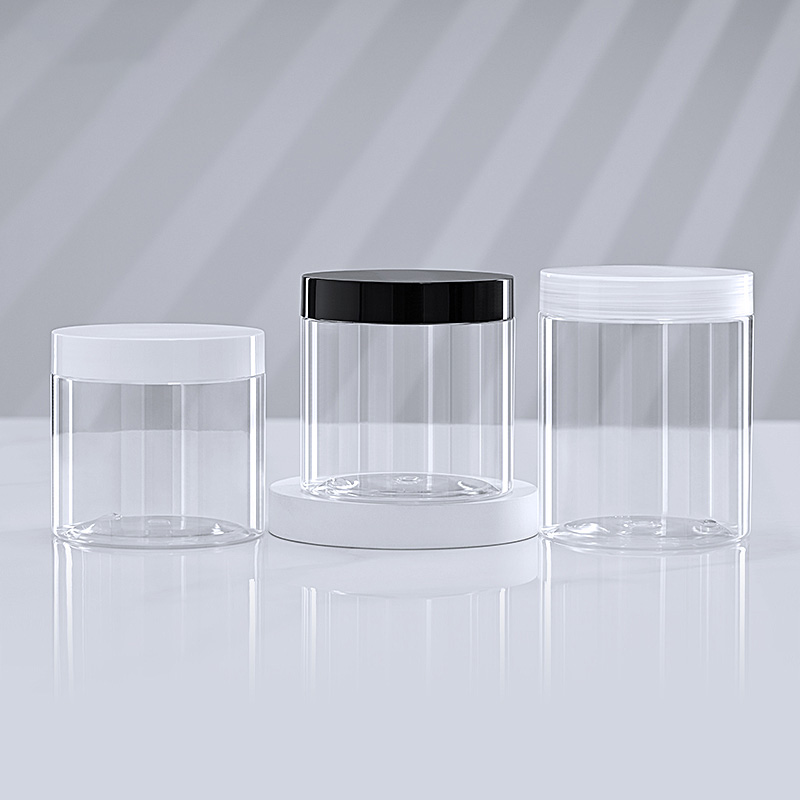 Transparent Wide Mouth Plastic Jars for Cosmetic with Lids and Pad Neck Size 83mm 500 ml Empty clear Cream Cans