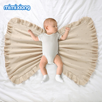 Mantas Mimixiong OEKO Tex para Niños y Niñas, Mantas de Algodón Suave Tejido, Mantas para Bebés y Niños con Borde Decorativo