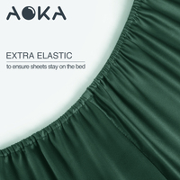 Parure de lit AOKA de luxe en satin de polyester soyeux uni, respirante, avec drap-housse et taies d'oreiller pour la décoration intérieure de la maison