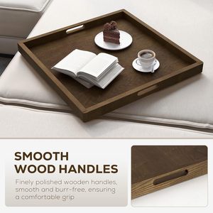 Vintage Walnut Solid Wood Square <b>Tray</b> Extra <b>Large</b> With Handle Breakfast <b>Serving</b> <b>Tray</b> For Hotel Living Room - Product Image 4