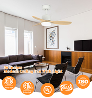 Ventilateur de plafond LED moderne de 36 pouces avec moteur DC, télécommande, 3 pales et kit d'éclairage pour salon