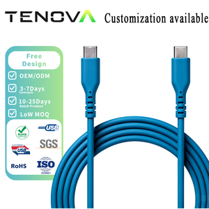 Cable USB Tipo-C a C de Silicona Líquida Tenova Wholesaler de 60W, Certificado CE, Carga Rápida de 5A, Cable Suave para Android iPhone 15 16 17 - Product Image 1