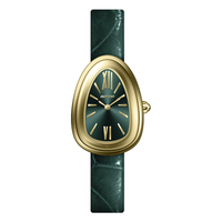 Modische ovale Edelstein-Uhr mit mehrfarbigem Lederarmband, Edelstahlgehäuse, wasserdicht, für Damen, Quarz