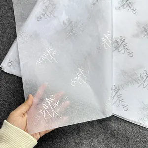 실버 인쇄 에코 친화적 인 티슈 페이퍼 포장 의류 맞춤형 로고 흰색 포장지 17g 재활용 티슈 페이퍼 롤