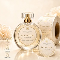 Étiquettes personnalisées pour flacons de parfum avec logo sur mesure, autocollants découpés à la forme en feuille d'or de luxe, étiquettes d'emballage de marque imperméables en rouleau