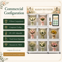 Distributeur de fleurs réfrigéré commercial à 8 portes en acier inoxydable, casier à bouquets, gestion basée sur le cloud, paiement multiple