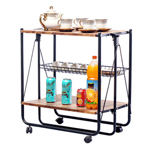 Cross-border <b>foldable</b> beverage <b>cart</b>, restaurant delivery <b>cart</b>, trolley, customizable restaurant beverage <b>cart</b>, mobile kitchen - Product Image 5