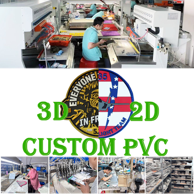 Custom 2D 3D PVC Logo Patch Sew-on Rubber Hook and Loop Material