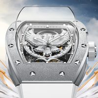 Montre homme Bonest Gatti avec cadran gravé en 3D en forme d'aigle, innovante, unique, lumineuse, étanche, entièrement automatique, mécanique, BG5002